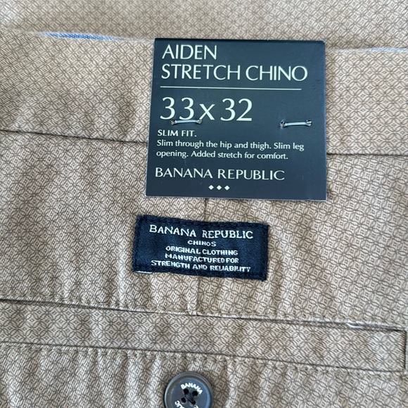 Banana Republic Aiden Stretch Chinos Flat-Front Cotton Blend slim fit - Picture 3 of 5